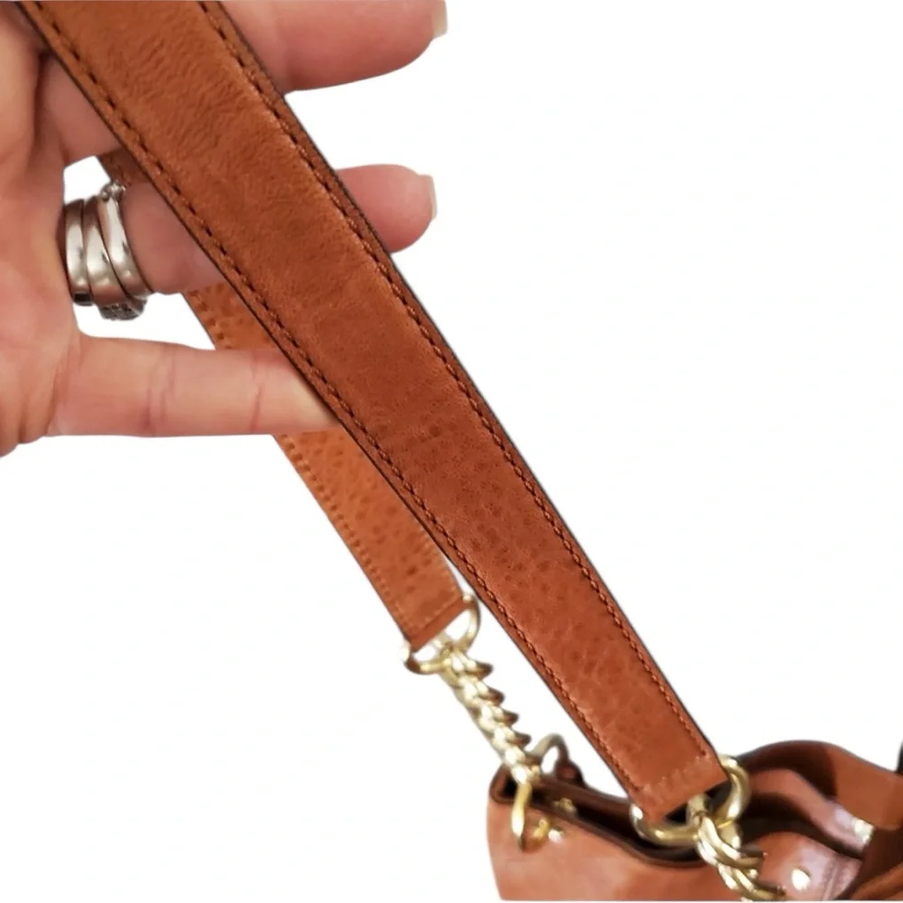 EUC Michael Kors Uptown Astor Brown Hobo Bag Boho style gold hardware - Picture 8 of 13